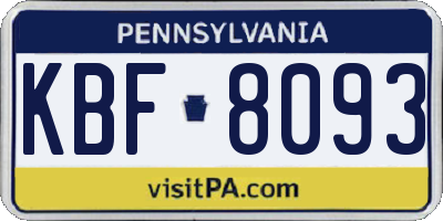 PA license plate KBF8093