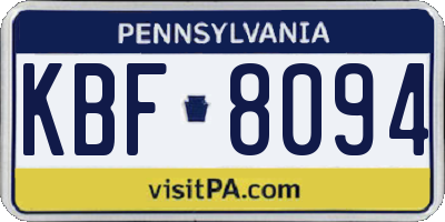 PA license plate KBF8094