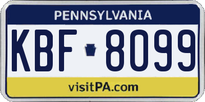 PA license plate KBF8099