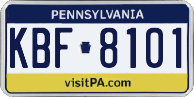 PA license plate KBF8101