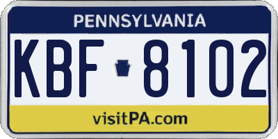 PA license plate KBF8102