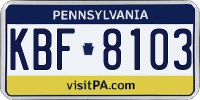 PA license plate KBF8103