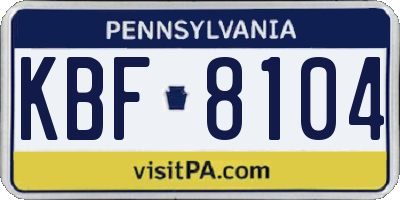 PA license plate KBF8104