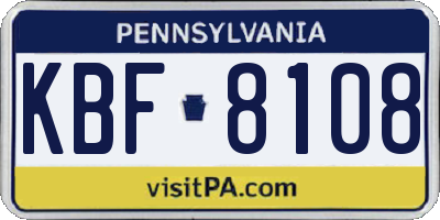 PA license plate KBF8108