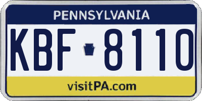PA license plate KBF8110
