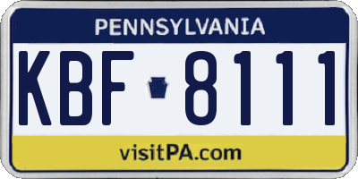 PA license plate KBF8111