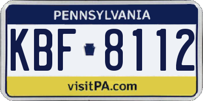 PA license plate KBF8112