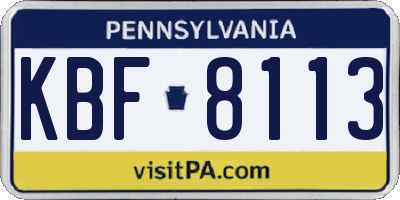 PA license plate KBF8113