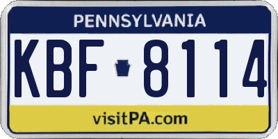PA license plate KBF8114