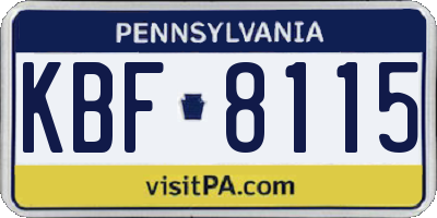 PA license plate KBF8115