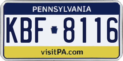 PA license plate KBF8116
