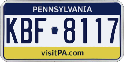 PA license plate KBF8117