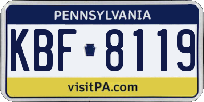 PA license plate KBF8119