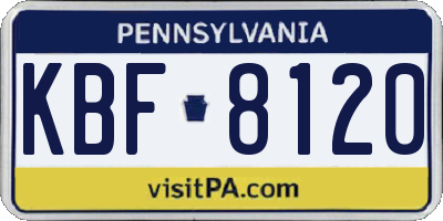 PA license plate KBF8120