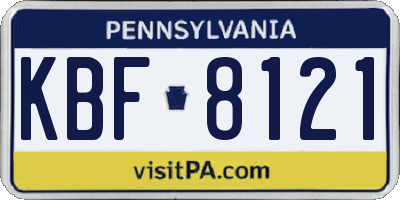 PA license plate KBF8121