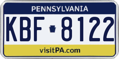 PA license plate KBF8122
