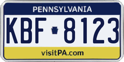PA license plate KBF8123