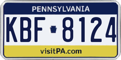 PA license plate KBF8124
