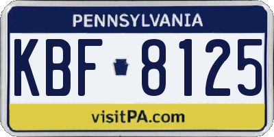 PA license plate KBF8125