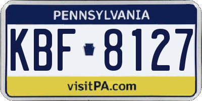 PA license plate KBF8127