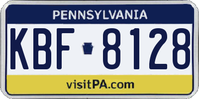 PA license plate KBF8128