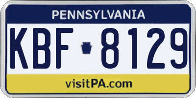 PA license plate KBF8129