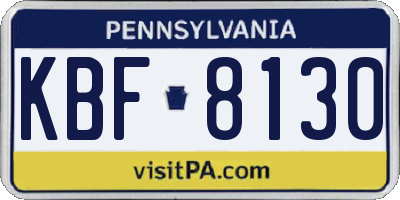 PA license plate KBF8130