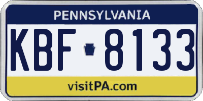 PA license plate KBF8133