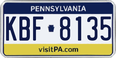 PA license plate KBF8135