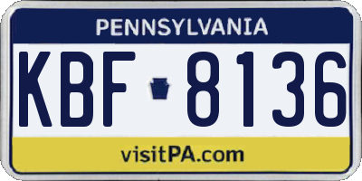 PA license plate KBF8136