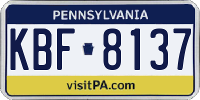 PA license plate KBF8137