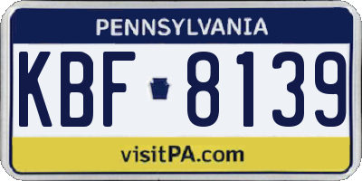 PA license plate KBF8139