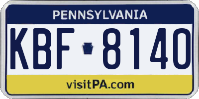 PA license plate KBF8140
