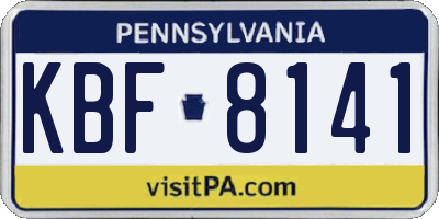 PA license plate KBF8141
