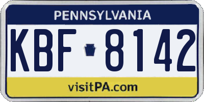 PA license plate KBF8142