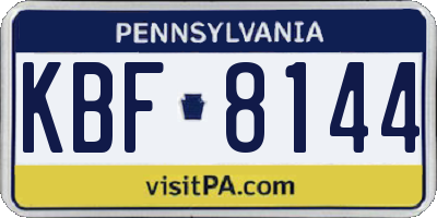 PA license plate KBF8144