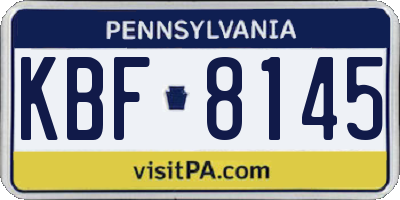 PA license plate KBF8145