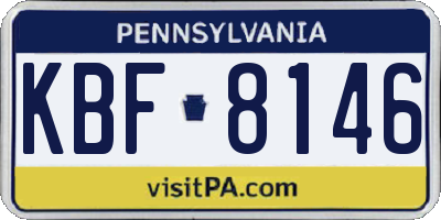 PA license plate KBF8146