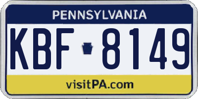 PA license plate KBF8149