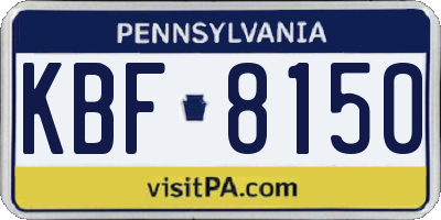 PA license plate KBF8150