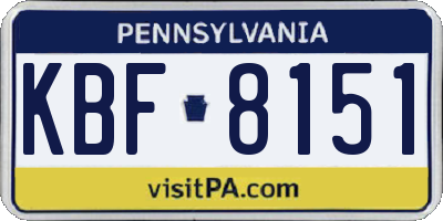 PA license plate KBF8151