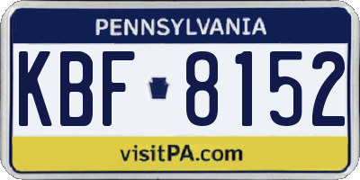PA license plate KBF8152