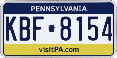 PA license plate KBF8154