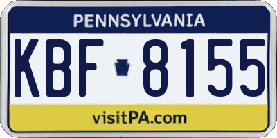PA license plate KBF8155