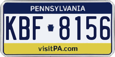 PA license plate KBF8156