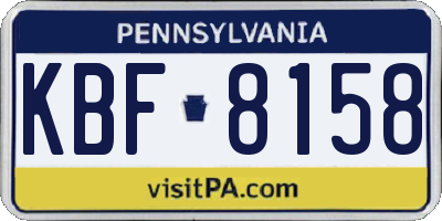 PA license plate KBF8158