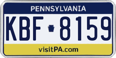 PA license plate KBF8159