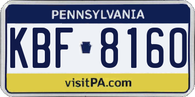 PA license plate KBF8160