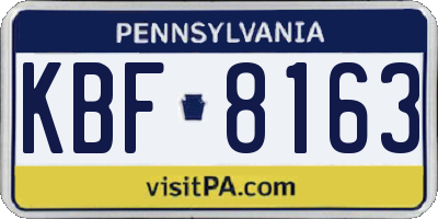 PA license plate KBF8163