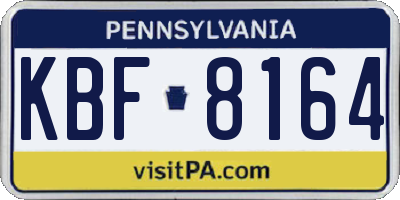 PA license plate KBF8164